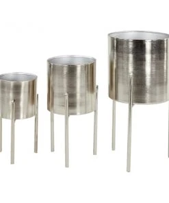 Grayson Lane 10-in W x 18-in H Silver Metal Planter - 3-Pack