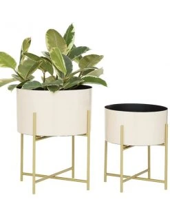 Grayson Lane 10.10-in W x 12.15-in H Peach Metal Planter - 2-Pack