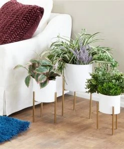 Grayson Lane 10-in W x 18-in H White Metal Planter - 3-Pack -GRAYSON LANE shop 330941284 AlternateImage2 l