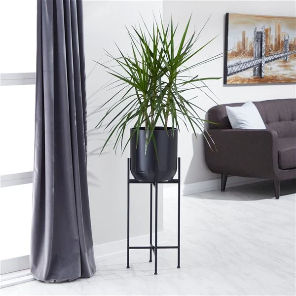 Grayson Lane 12-in W x 36-in H Black Metal Planter 2 Grayson Lane 12-in W x 36-in H Black Metal Planter - Image 2