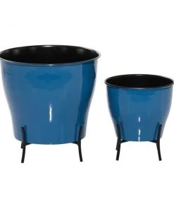 Grayson Lane 11.85-in W x 11.95-in H Blue Metal Planter - 2-Pack -GRAYSON LANE shop 330941291 AlternateImage5 l