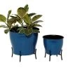 Grayson Lane 11.85-in W x 11.95-in H Blue Metal Planter - 2-Pack