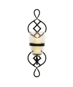 Grayson Lane 1 Candle Black Metal Sconce Candle Holder