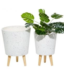 Grayson Lane 10-in W x 14.50-in H White Ceramic Planter - 2-Pack