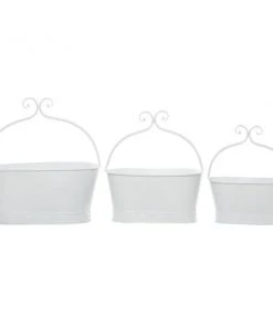 Grayson Lane 15-in W x 16-in H White Metal Planter - 3-Pack