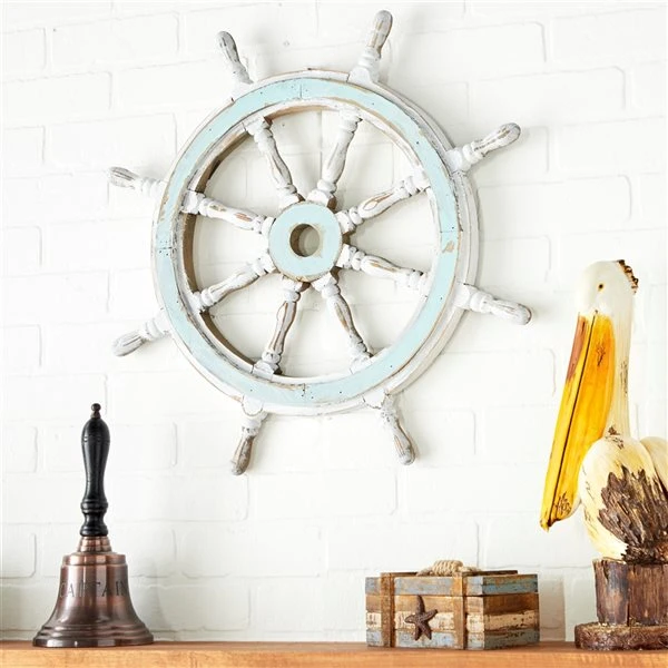 Grayson Lane 24-in H x 24-in W Coastal Wood Ship Wheel Wall Accent 2 Grayson Lane 24-in H x 24-in W Coastal Wood Ship Wheel Wall Accent - Image 2