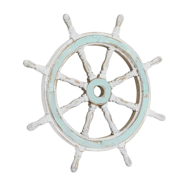 Grayson Lane 24-in H x 24-in W Coastal Wood Ship Wheel Wall Accent 4 Grayson Lane 24-in H x 24-in W Coastal Wood Ship Wheel Wall Accent - Image 4