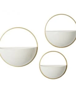 Grayson Lane 12.25-in W x 12.2-in H White Metal Hanging Wall Planter - 3-Pack