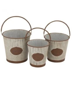 Grayson Lane 12-in W x 20-in H Silver Metal Planter - 3-Pack