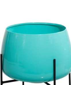 Grayson Lane 10.7-in W x 9.9-in H Teal Metal Planter - 2-Pack -GRAYSON LANE shop 330941322 AlternateImage3 l