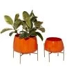 Grayson Lane 10.7-in W x 9.95-in H Orange Metal Planter - 2-Pack