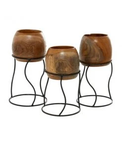 Grayson Lane 5.50-in W x 9.35-in H Brown Metal Planter - 3-Pack