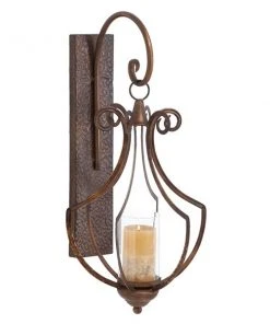 Grayson Lane Rustic 1 Candle Brown Metal Sconce Candle Holder