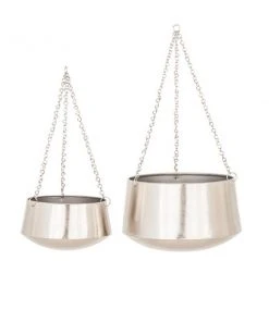 Grayson Lane 12-in W x 7-in H Silver Metal Hanging Wall Planter - 2-Pack