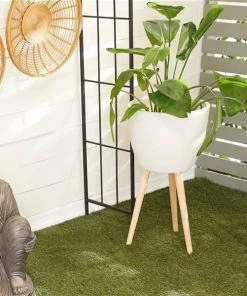 Grayson Lane 16-in W x 32-in H White Clay Planter -GRAYSON LANE shop 330941357 AlternateImage2 l