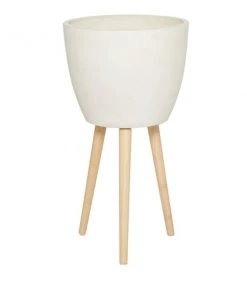 Grayson Lane 16-in W x 32-in H White Clay Planter