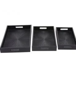 Grayson Lane Black Rectangle Serving Trays - Set of 3