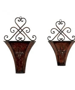 Grayson Lane 11-in W x 18-in H Brown Metal Hanging Wall Planter - 2-Pack