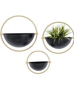 Grayson Lane 15.50-in W x 14.75-in H Black Metal Hanging Wall Planter - 3-Pack