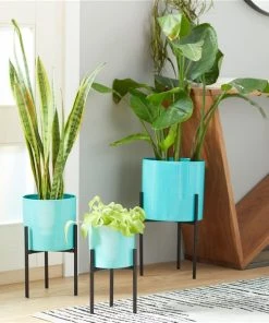 Grayson Lane 9.7-in W x 18.1-in H Teal Metal Planter - 3-Pack 7 Grayson Lane 9.7-in W x 18.1-in H Teal Metal Planter - 3-Pack -GRAYSON LANE shop 330941374 AlternateImage2 l