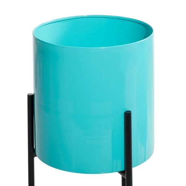 Grayson Lane 9.7-in W x 18.1-in H Teal Metal Planter - 3-Pack 4 Grayson Lane 9.7-in W x 18.1-in H Teal Metal Planter - 3-Pack - Image 4