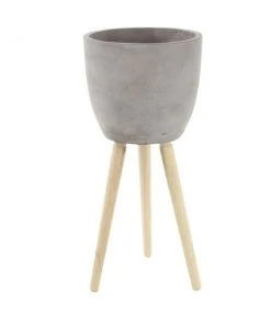 Grayson Lane 16-in W x 32-in H Grey Clay Planter