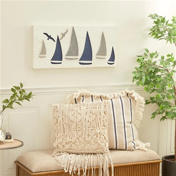 Grayson Lane 14.35-in H x 31.4-in W Nautical Wood Wall Accent 2 Grayson Lane 14.35-in H x 31.4-in W Nautical Wood Wall Accent - Image 2
