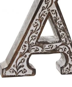 Grayson Lane Traditional Dark Brown Mango Wood Letters Sign with Vine Details - Set of 6 -GRAYSON LANE shop 330941385 AlternateImage5 l