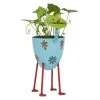 Grayson Lane 16-in W x 19-in H Blue Metal Planter