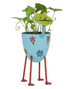 Grayson Lane 16-in W x 19-in H Blue Metal Planter