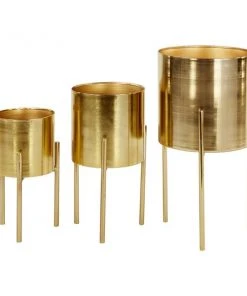 Grayson Lane 10-in W x 18-in H Gold Metal Planter - 3-Pack