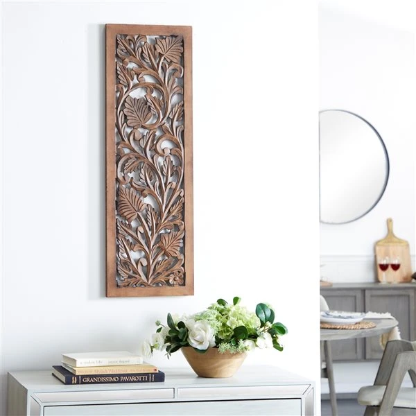 Grayson Lane 36-in H x 12-in W Traditional Floral Brown Wood Wall Accent 2 Grayson Lane 36-in H x 12-in W Traditional Floral Brown Wood Wall Accent - Image 2