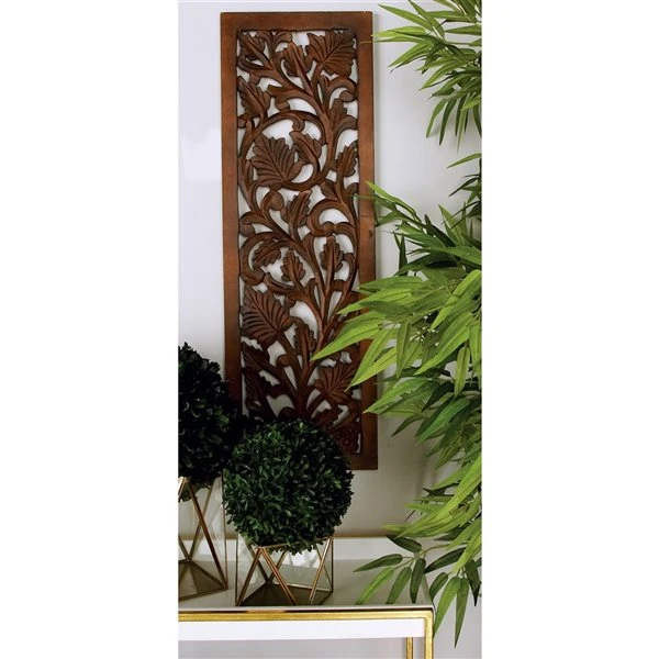 Grayson Lane 36-in H x 12-in W Traditional Floral Brown Wood Wall Accent 3 Grayson Lane 36-in H x 12-in W Traditional Floral Brown Wood Wall Accent - Image 3