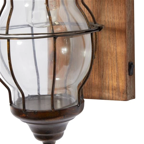 Grayson Lane 11-in W Distressed Brown Industrial Wall Sconce 4 Grayson Lane 11-in W Distressed Brown Industrial Wall Sconce - Image 4