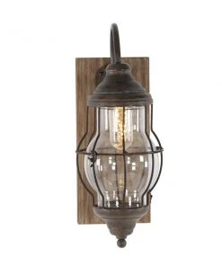 Grayson Lane 11-in W Distressed Brown Industrial Wall Sconce