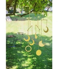 Grayson Lane Electric 38-in Matte Gold Metal Celestial Moon Wind Chime - Set of 2 -GRAYSON LANE shop 330941503 AlternateImage2 l