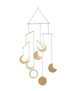 Grayson Lane Electric 38-in Matte Gold Metal Celestial Moon Wind Chime - Set of 2