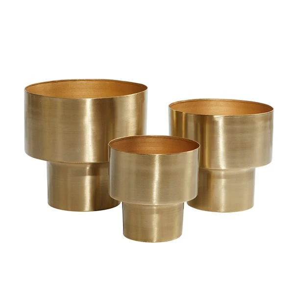 Grayson Lane 12.1-in W x 10.3-in H Gold Metal Planter - 3-Pack 5 Grayson Lane 12.1-in W x 10.3-in H Gold Metal Planter - 3-Pack - Image 5