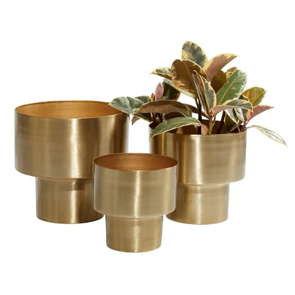 Grayson Lane 12.1-in W x 10.3-in H Gold Metal Planter - 3-Pack 1 Grayson Lane 12.1-in W x 10.3-in H Gold Metal Planter - 3-Pack