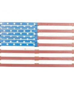 Grayson Lane 21-in H x 38-in W Farmhouse Wood American Flag Wall Accent