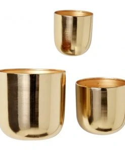 Grayson Lane 9-in W x 9-in H Gold Metal Hanging Planter - 3-Pack