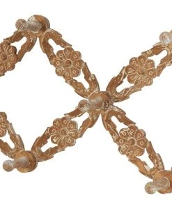 Grayson Lane Rustic Brown Wood Decorative Screw Wall Hooks with Flower Pattern - Set of 1 -GRAYSON LANE shop 330941541 AlternateImage3 l