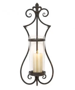 Grayson Lane 1 Candle Black Traditional Metal Sconce Candle Holder