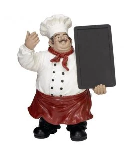 Grayson Lane Traditional Red/White Polystone Decorative Chef with Chalkboard Sign