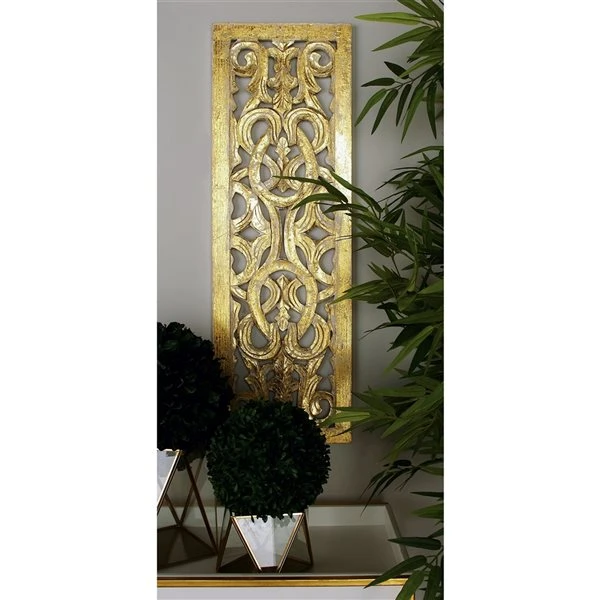 Grayson Lane 36-in H x 12-in W Ornamental Gold Wood Wall Accent 2 Grayson Lane 36-in H x 12-in W Ornamental Gold Wood Wall Accent - Image 2