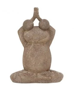 Grayson Lane 23-in x 17-in Brown Polystone Eclectic Frog Garden Sculpture