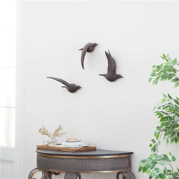 Grayson Lane 11-in H x 11-in W Brown Birds Resin Wall Accent - Set of 3 2 Grayson Lane 11-in H x 11-in W Brown Birds Resin Wall Accent - Set of 3 - Image 2