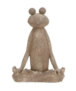 Grayson Lane 24-in x 17-in Brown Polystone Eclectic Frog Garden Sculpture
