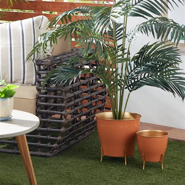 Grayson Lane 11.85-in W x 12-in H Orange Metal Wall Planter - 2-Pack 2 Grayson Lane 11.85-in W x 12-in H Orange Metal Wall Planter - 2-Pack - Image 2