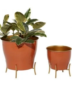 Grayson Lane 11.85-in W x 12-in H Orange Metal Wall Planter - 2-Pack